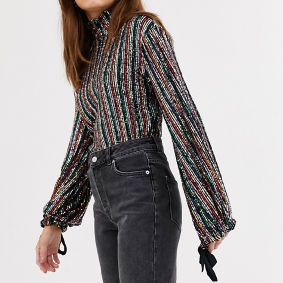 Free People Midnight City Rainbow Sequin Crop Top - Picture 5 of 15